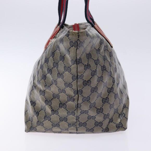 GUCCI GG Crystal Sherry Line Tote Bag Coated Canvas Red Navy - Picture 4 of 13